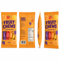 Bolsas de Plástico Mylar con Ventana y Sellado de Tres Lados para Dulces Masticables de Frutas, Caramelos Envueltos y Golosinas