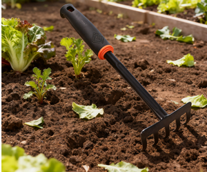 Rastrillo de Jardín Ergonómico al por Mayor con Agarre Cómodo y Detalles en Naranja para Cultivo de Suelo y Deshierbe - Product Image 6