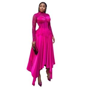 Abito elegante da donna con pizzo <span class=keywords><strong>e</strong></span> maniche lunghe <span class=keywords><strong>gonna</strong></span> <span class=keywords><strong>a</strong></span> <span class=keywords><strong>vita</strong></span> <span class=keywords><strong>alta</strong></span> <span class=keywords><strong>e</strong></span> set Casual da donna <span class=keywords><strong>a</strong></span> due pezzi - Product Image 5