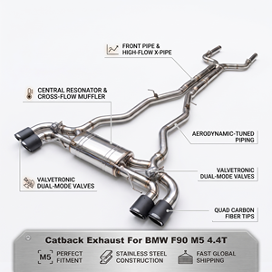 Vortex SS304 Valved Catback <b>Exhaust</b> System for BMW F90 M5 4.4T S63 V8 Engine 2018-2024 Direct Fit - Product Image 1