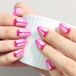 Boîte d'emballage pour ongles ovale courte en vrac, boîte d'emballage de faux ongles au design pêche unique, styles pour femmes, kit de préparation pour ongles artificiels ombre rose - Product Image 3