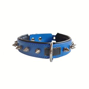 Collier pour chien en cuir véritable clouté et à pointes, robuste, anti-morsure, avec rembourrage doux pour Pitbull - Product Image 6