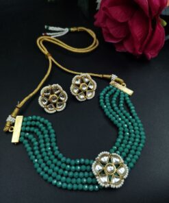 Collier traditionnel unique en laiton Kundan Meena pour tenue de fête ethnique pour fiançailles de mariage et anniversaire - Product Image 3