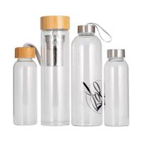 Eco couvercle en bambou 550ml bouteille d'eau en verre à double paroi isolée avec infuseur à thé en acier inoxydable