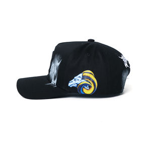 Casquette de baseball de luxe personnalisée <span class=keywords><strong>FEAR</strong></span> NONE de haute qualité avec broderie 3D et strass noirs – Logo personnalisé - Product Image 5