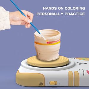 Samtoy创意游戏迷你陶轮玩具风干粘土陶艺套装工艺品儿童猫陶瓷陶艺机 - Product Image 4