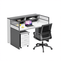 Bureau en bois moderne en forme de L, réglable en hauteur, pour usage commercial, avec isolation acoustique imperméable, tiroir utilitaire, garantie 1 an