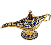 Lampe à Souhaits Aladdin de Style Européen Vintage en Alliage, Décoration Artisanale pour Cadeau, Matériel en Laiton, Lampe Magique Aladdin, Brûleur d'Encens de Couleur