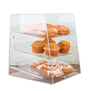Custom High Quality Food Bread Cake pop Stand 3 Tier Acrylic Bakery Display Case For Retail Store