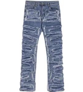 Quần Bò Túi Hộp Denim Rách Xếp Chồng Theo Yêu Cầu Phổ Biến Cho Nam Quần Denim Quần Bò Ống BÓ RÁCH Rách Cho Nam - Product Image 5