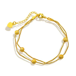 Hochwertiges 18k Gold doppelschicht-Perlen-Armband für Damen Großhandel Schmuckkette Armband