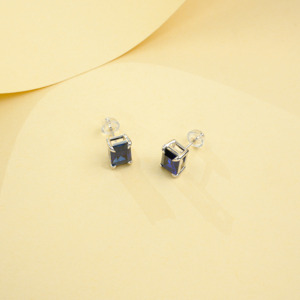 925 Silver Cultured Blue Sapphire <b>Earrings</b> 925 Silver <b>Earrings</b> Women's silver <b>earrings</b> Blue Sapphire <b>Stud</b> <b>Earrings</b> - Product Image 4