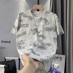 Camiseta Casual de Verano para Hombre Chao <span class=keywords><strong>Lun</strong></span> Bu, de Manga Corta, Mezcla de Algodón, Corte Holgado, con Estampado de Letras Tie-Dye - Product Image 1