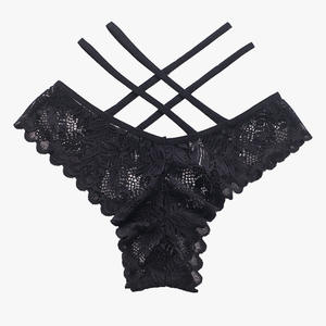 Tanga de Encaje Elástico sin Alas con Diseño Clásico de Mariposa y Tirantes Cruzados de Cintura Baja para Mujer - Product Image 1