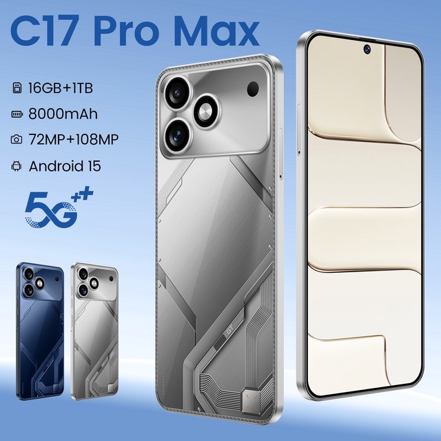 Hot Sale Product C17 Pro Max Dual SIM Card Deca Core 16GB RAM 1TB Storage 7.3-inch 5G Gaming Smart Mobile Phone