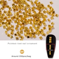 Paso Sico 200 pièces/sac Rivets métalliques carrés pointus dorés et argentés de haute qualité, accessoires 3D pour manucure et breloques