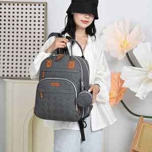 Custom Your Logo Waterproof Mommy <b>Backpack</b> Set 2pcs Portable Baby Diaper Bags With USB - Product Image 5