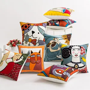 Picasso-Fundas de cojín bordadas personalizadas, fundas de almohada decorativas para el hogar, funda de almohada nórdica, venta al por mayor