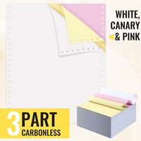 Papier continu NCR Baiyuan pour ordinateur, 9,5 x 11 pouces, 3 plis, perforé, sans carbone, pour imprimantes matriciels