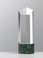Trophée en cristal de marbre imprimé UV haut de gamme, personnalisé pour les réunions annuelles d'entreprise, la reconnaissance des employés et les cérémonies de retraite