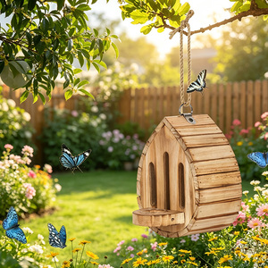 Casa <span class=keywords><strong>de</strong></span> <span class=keywords><strong>Mariposas</strong></span> <span class=keywords><strong>de</strong></span> Madera para Exteriores, Hábitat Natural para Insectos con Ranuras Verticales y Cuerda para Colgar, Decoración <span class=keywords><strong>de</strong></span> Jardín - Product Image 6