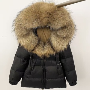 Moda <span class=keywords><strong>de</strong></span> invierno Lujoso Cálido Cuello esponjoso Comodidad Pato blanco Abajo <span class=keywords><strong>Abrigo</strong></span> corto Abajo Chaqueta para mujer - Product Image 2