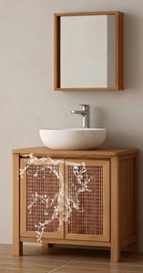 อ่างล้างหน้าเซรามิกแบบปรับแต่งได้สไตล์โฮมสเตย์สำหรับโรงแรม ตู้ห้องน้ำสไตล์ไม้ธรรมชาติ - Product Image 2