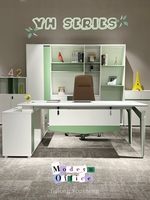 Table de bureau moderne en forme de L avec table d'appoint et armoires Moderniser le bureau d'angle