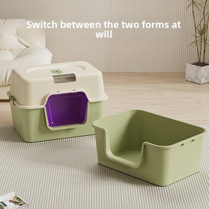 Bac à litière pour <span class=keywords><strong>chat</strong></span> entièrement fermé, anti-odeur, anti-éclaboussures, grande taille, design carré pour chats adultes, accessoires pour animaux de compagnie - Product Image 4