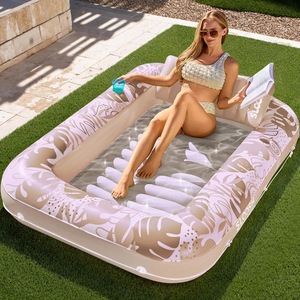 Chaise longue gonflable flottante pour piscine et plage, avec porte-gobelet, pliable, pour bronzer et se détendre - Product Image 2