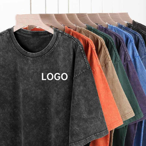Camiseta de peso pesado teñida en prenda, estilo vintage lavado, con efecto desgastado, oversize, estilo urbano, diseño personalizado - Product Image 1