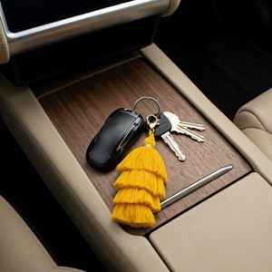 Classic Yellow <b>Key</b> <b>Tassel</b> With Layered Fringe <b>For</b> Car <b>Keys</b> And Accessories - Product Image 1