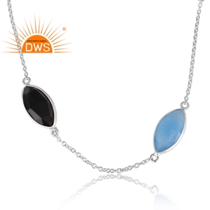 Collier multi-pierres précieuses naturelles, en argent Sterling 925, fait à la main, vente en gros, bijou - Product Image 2