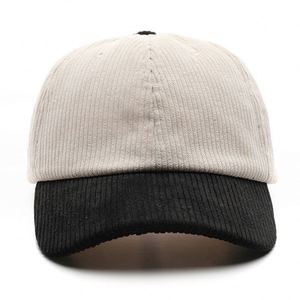 6 Panel Vintage Autumn/Winter Two-Tone Corduroy Color Block Unisex Outdoor Use Warmth Soft Hand Embroidery Image Duckbill - Product Image 3