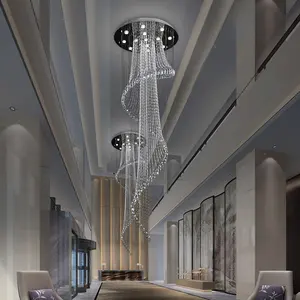 Özelleştirilebilir avrupa modern lüks Spiral asılı kolye lamba otel lobisinde tiyatro Villa merdiven boşluğu için dekoratif tavan aydınlatması