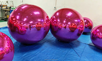 Boule de miroir gonflable en PVC rose vif Sphère flottante géante Tente Globe de neige pour décorations d'événement Discothèque Disco Party Ballon