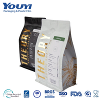 Sacs à café personnalisés avec logo du fabricant, 500g/1kg, fond plat, avec valve et fermeture éclair