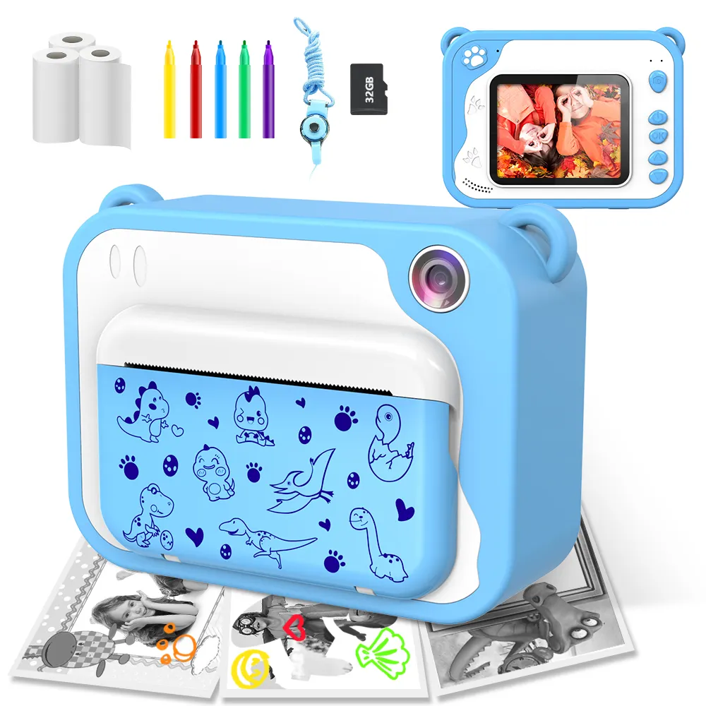 Amazon Best Seller Cámara para niños Cámara de juguete de impresión instantánea Material ABS Mini cámara digital para niño niña