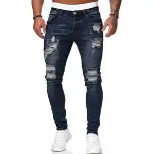 O fabricante de calças jeans skinny rasgadas masculinas europeias e americanas preço de fábrica