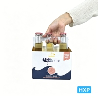 Portador de Cerveza y Vino Plegable de 6 Botellas, Impreso a Todo Color, con Logotipo Privado Personalizado, Embalaje de Papel Kraft Biodegradable, Venta al Por Mayor
