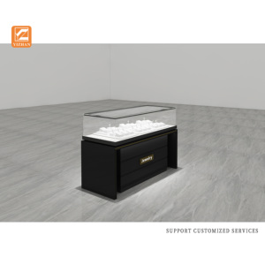 <span class=keywords><strong>Vitrine</strong></span> à bijoux moderne de luxe noire personnalisable avec éclairage LED, design en verre écologique, fonctionnalités verrouillables - Product Image 5