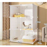 Chenil en métal massif motif chat maison respirant fer plastique Adorable extérieur bricolage blanc mode Cage pour chats chats toilette CN;GUA