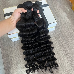 Extensions de <span class=keywords><strong>cheveux</strong></span> ondulés de qualité 18A # Extensions de <span class=keywords><strong>cheveux</strong></span> humains vierges 1B Noir Naturel, mèches brutes alignées avec la cuticule, provenant d'un seul donneur - Product Image 1