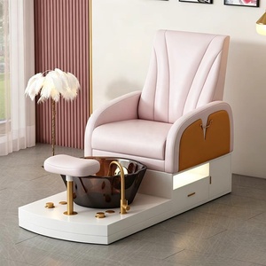 Sillón de Pedicura Rosa para Salón de Uñas y Spa, Silla de Masaje de Pies con Luz LED, Bañera sin Tuberías, Reclinable, Mueble para Manicura - Product Image 6