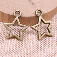 Pendentif étoile à cadre ouvert 18x21mm en alliage de zinc, ton argenté, pour cadeau de baby shower ou accent de décoration