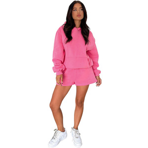 <span class=keywords><strong>Felpa</strong></span> con cappuccio a maniche lunghe tinta unita set da <span class=keywords><strong>donna</strong></span> set da <span class=keywords><strong>donna</strong></span> due pezzi alla moda <span class=keywords><strong>tuta</strong></span> da Jogger pantaloncini Casual completo - Product Image 6