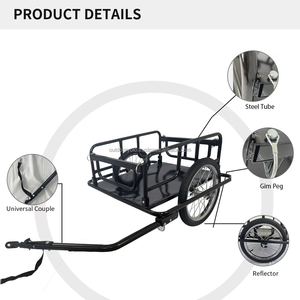 Remolque de carga para bicicleta con marco de Metal de gran capacidad para vagón de jardín de servicio pesado - Product Image 3