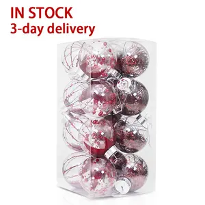 Eaglecadeaus 7 Kleurkeuze 8Cm Pailletten Kunnen Kerstballen Ophangen Huisdecoratie In Plastic Bordeaux Rode Kerstbal Set