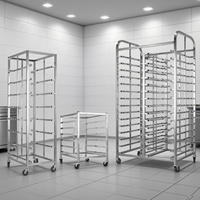 Carrito de panadería de aluminio/acero inoxidable 304 personalizado-Bandeja de cocina de hotel móvil con estantes ajustables