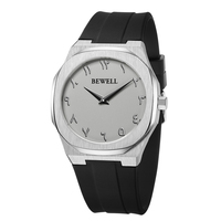 Montre design à deux aiguilles en acier inoxydable avec boucle en silicone Bracelet en silicone de luxe en acier inoxydable Montre pour homme 5 atm résistante à l'eau